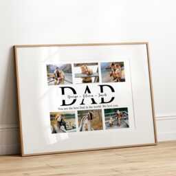 Custom Photo Dad Gift, First Fathers Day Print. Collage For Him, Gift From Kids. Family Wall Art. New Daddy Baby - thumbnail 2