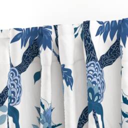 Chinoiserie Curtain Panel - Peony Floral Peonies Garden Custom Branch Mural in Blues By Danika_Herrick - thumbnail 3