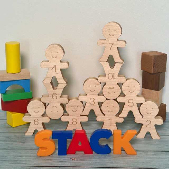 Wooden Stacking Friends Balancing Toy, Set Of 10 - image 1