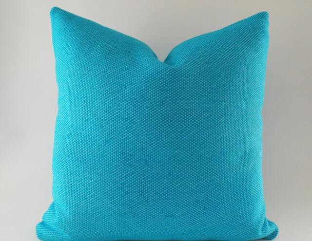 Turquoise Blue Cotton Throw Pillow Cover 20 Inch Decorative - image 1