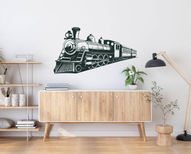 xl Vintage Train Wall Sticker, Kids Art , Enthusiast Railfan Gift - Thevinylcreations - image 1