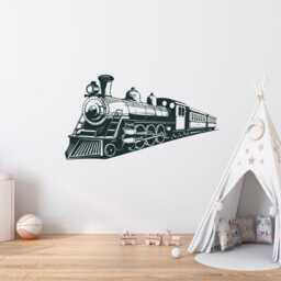 xl Vintage Train Wall Sticker, Kids Art , Enthusiast Railfan Gift - Thevinylcreations - thumbnail 2