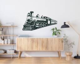 xl Vintage Train Wall Sticker, Kids Art , Enthusiast Railfan Gift - Thevinylcreations - thumbnail 1