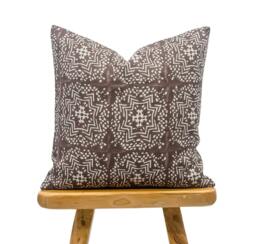 Designer Stella in Cocoa Brown On Natural Linen Pillow Cover, Neutral Cover, Boho Pillow, Modern Farmhouse Pillow Cover - thumbnail 1