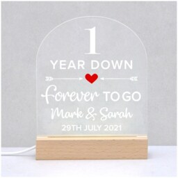 1 Year Down Forever To Go, 1st Anniversary Gifts Boyfriend Girlfriend Him Her, Romantic Night Light For Couples - thumbnail 3