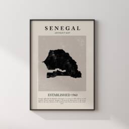 Abstract Senegal Map Vintage Wall Art Print Picasso + Matisse Inspired Travel Poster - thumbnail 2