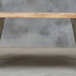 Live Edge Coffee Table Made Of Oak Wood, Small With Brushed Steel Legs, Industrial Table, Rustical Table - thumbnail 3