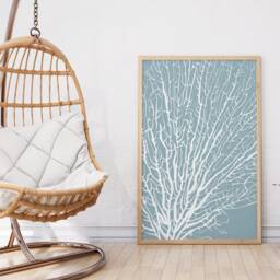 Coral Print, Wall Art, Blue Coastal Decor, Beach Home Hampton Style Bedroom Seaweed Printable, Digital Download - thumbnail 3