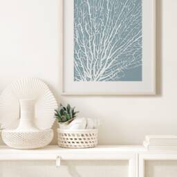 Coral Print, Wall Art, Blue Coastal Decor, Beach Home Hampton Style Bedroom Seaweed Printable, Digital Download - thumbnail 2