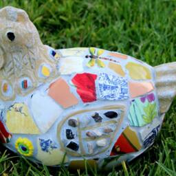 Rooster Hen Mosaic Statue - thumbnail 2