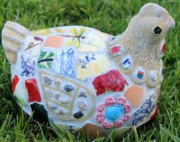 Rooster Hen Mosaic Statue - thumbnail 1