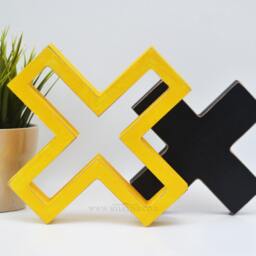Modern Home Decor Geometric Wood Set Shelf - Floating Wood Shapes Housewarming Modern Gift Cross Design - thumbnail 2