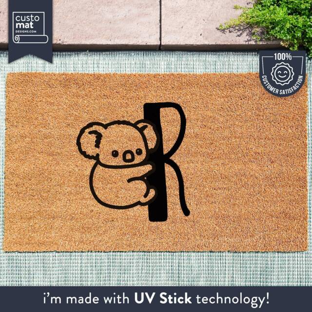 Personalized Koala Initial Door Mat - Custom Rug New Home Gift Cute Housewarming - image 1