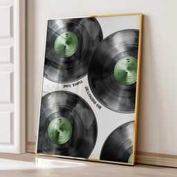 Vinyl Record Wall Art Print, Green Black Trendy Retro Music Poster, Maximalist Aesthetic Art, Apartment Decor - thumbnail 3