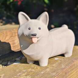 Handmade Stone Corgi Ornament - Weather-Resistant Garden Decor - thumbnail 1