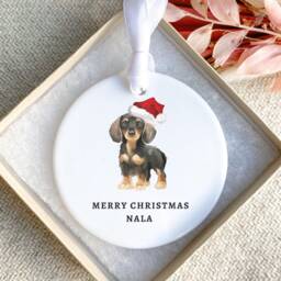Personalised Miniature Dachshund Christmas Decoration, Dog Bauble, Sausage Bauble - thumbnail 2