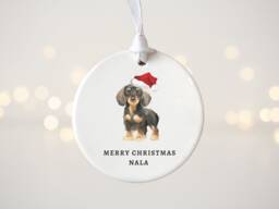 Personalised Miniature Dachshund Christmas Decoration, Dog Bauble, Sausage Bauble - thumbnail 1