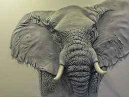 Bas Relief, 3D Wall Art, Elephant Head, Sculptural Painting, Relief Sculpture, Textured Art - thumbnail 1
