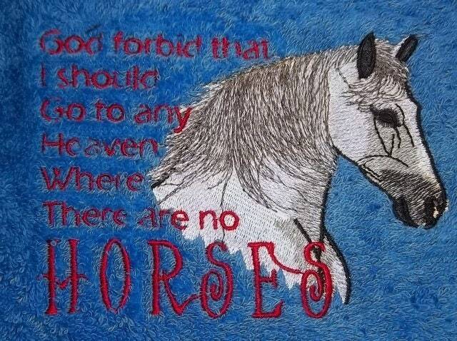 Towel Embroidered With Horse Motif & Name - image 1
