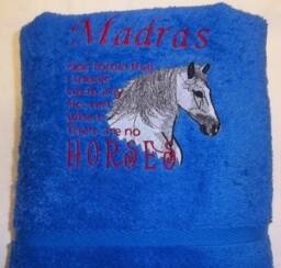 Towel Embroidered With Horse Motif & Name - thumbnail 2