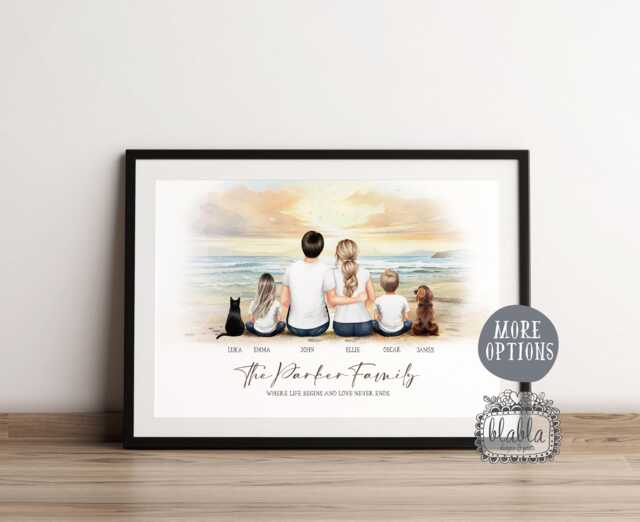 Personalised Family Gift, Our Gift For Mom & Dad, Illustration, Custom Portrait Print, Best - image 1