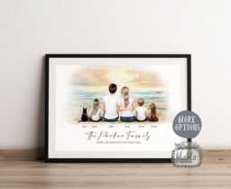 Personalised Family Gift, Our Gift For Mom & Dad, Illustration, Custom Portrait Print, Best - thumbnail 1
