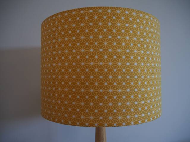 Mustard Star Lampshade Handmade Cotton Drum Shade - Table/Ceiling - image 1