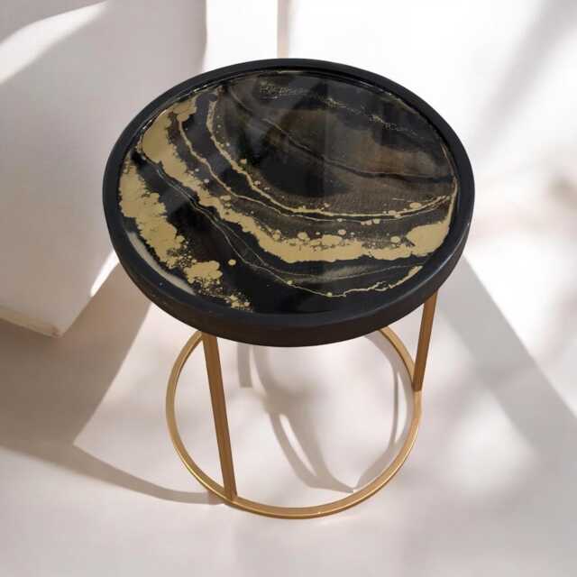 Handmade Coffee Table Side - Resin Decorative Living Room Gold Modern Sofa Unique Design - image 1