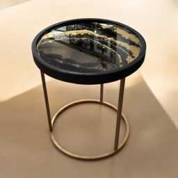 Handmade Coffee Table Side - Resin Decorative Living Room Gold Modern Sofa Unique Design - thumbnail 2