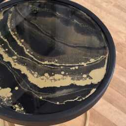 Handmade Coffee Table Side - Resin Decorative Living Room Gold Modern Sofa Unique Design - thumbnail 4