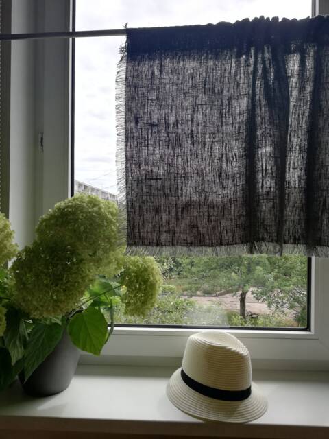 Rustic Linen Curtains, Kitchen Privacy Curtain, Dusty Green Linen Cafe Curtain With Fringes in Shabby Chic Style - image 1