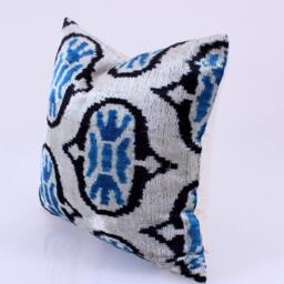 ??kat Velvet Pillow, Bohemian Pillow, Lumbar Pillowcase, Designed Cushions, Couch Cushions, Fashion Cushions, Decorative Pillow, Blue Beige Pillow - thumbnail 2