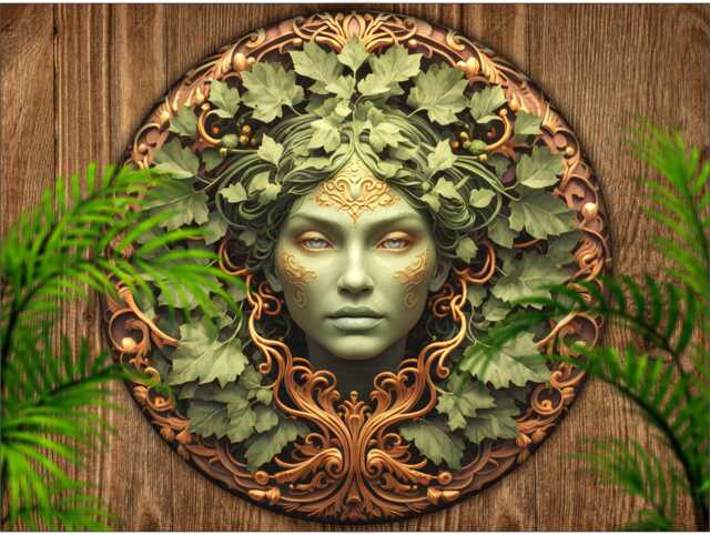 Green Woman Metal Sign, Flat Printed Sign, Nature Lover's Wall Art D??cor, Garden Guardian, Decor, Celtic Plaque, Sign - image 1