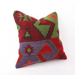 Aztec Kilim Pillow Cover Vintage Turkish Wool Sofa - 16x16 - thumbnail 3