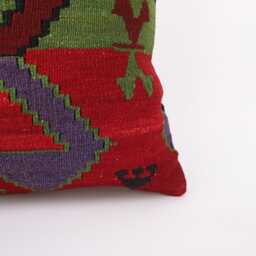 Aztec Kilim Pillow Cover Vintage Turkish Wool Sofa - 16x16 - thumbnail 2