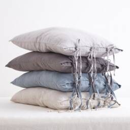 Linen Pillow Cover - Square Pillow Cover Softened Case Ties Stylish Organic - thumbnail 2