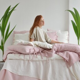 Linen Pillow Cover - Square Pillow Cover Softened Case Ties Stylish Organic - thumbnail 4