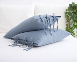 Linen Pillow Cover - Square Pillow Cover Softened Case Ties Stylish Organic