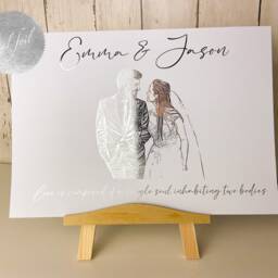 Wedding Photo Custom Foil Print With Quote - Couple Portrait Portrait Anniversary Gift For Husband Her Her -Foil Art - thumbnail 2