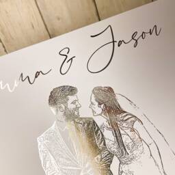 Wedding Photo Custom Foil Print With Quote - Couple Portrait Portrait Anniversary Gift For Husband Her Her -Foil Art - thumbnail 3