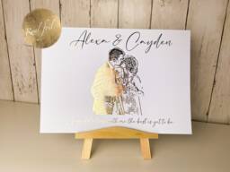 Wedding Photo Custom Foil Print With Quote - Couple Portrait Portrait Anniversary Gift For Husband Her Her -Foil Art - thumbnail 1