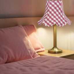 Pink Gingham Check Lampshade Handmade For Table & Floor Standard Lamps Shades, Wall Light Fixtures, Ceiling Pendants - thumbnail 2