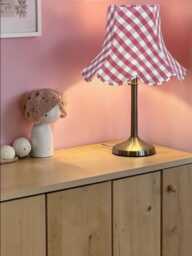 Pink Gingham Check Lampshade Handmade For Table & Floor Standard Lamps Shades, Wall Light Fixtures, Ceiling Pendants - thumbnail 1