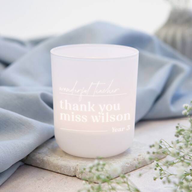 Personalised Teacher Gift - Engraved Tealight Holder With Soy Candles - image 1