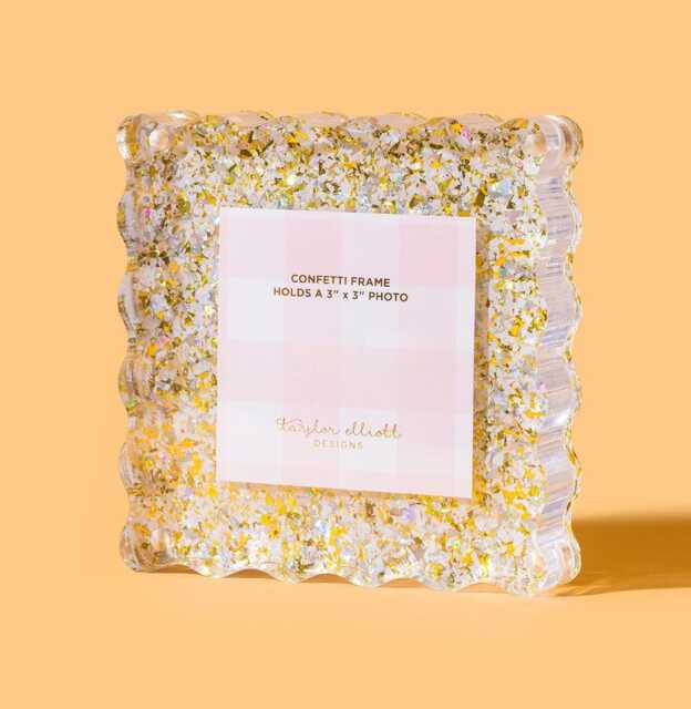 Wedding Picture Frame Pearl Confetti Acrylic - Magnetic Corners - image 1