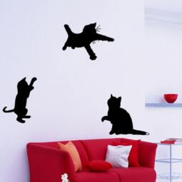 Set Of 3 Playful Kitty Wall Vinyl Decal Adhesive Removable Sticker Home Art Decor - thumbnail 1