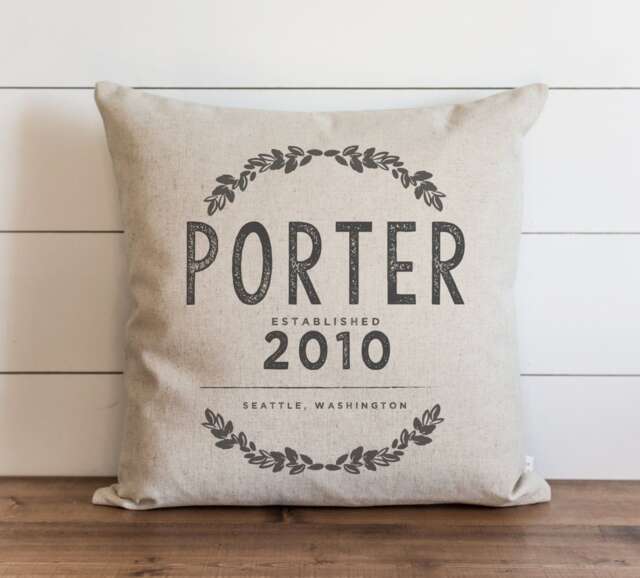 Custom Last Name Est. Date 20 X Pillow Cover //Housewarming Gift//Throw Pillow//Wedding//Anniversary//Gift For Them//Sentimental Gift - image 1
