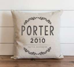 Custom Last Name Est. Date 20 X Pillow Cover //Housewarming Gift//Throw Pillow//Wedding//Anniversary//Gift For Them//Sentimental Gift - thumbnail 1