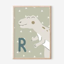 Neutral Dinosaur Roar Prints. Set Of 4 Prints Perfect For A Playroom, Nursery Or Bedroom - Prints Only - thumbnail 2