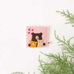 Cute Bears Family Picture, Small Wall Hanging, Wool Felt Ornament Fiber Art Decor Textile Mini Painting, Mama Bear Cubs Fabric Postcard - thumbnail 4